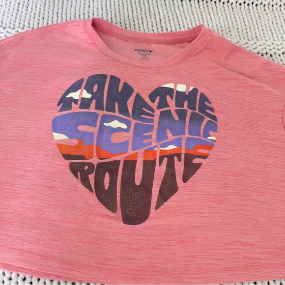 Old Navy Breathe ON Short-Sleeve Cropped Slub-Knit Performance T-Shirt for Girls - Picture 2 of 5